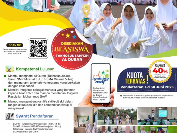 INFORMASI PENERIMAAN SANTRI BARU TAHUN AJARAN 2025/2026